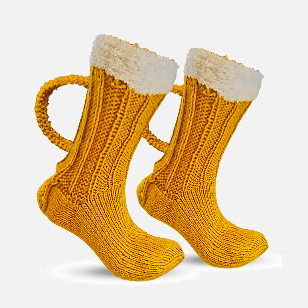 "Funky Creative Beer Mugs & Thick Knitted Socks for Men & Women - Unique Christmas & Halloween Gifts"