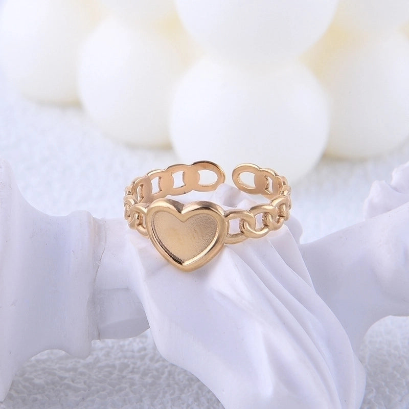 Sweet Heart Shape Titanium Steel Hollow Out Open Ring