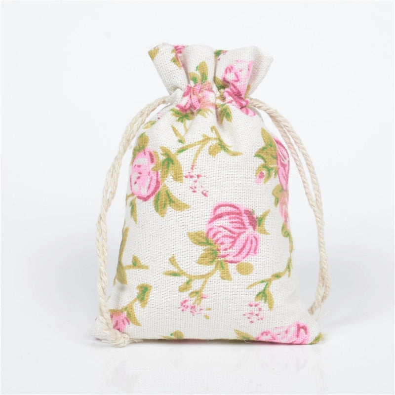 Printed Cotton Bag Cotton And Linen Drawstring Cloth Bag Mosquito Repellent Packaging Bag Jewelry Gift Storage Pastoral Style Small Bag