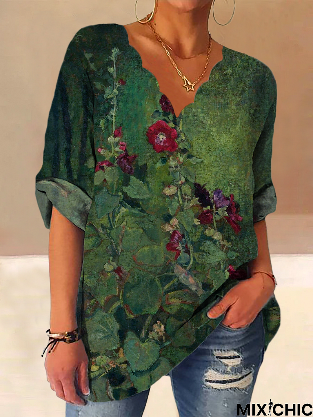 Floral Printed Casual Loose Top