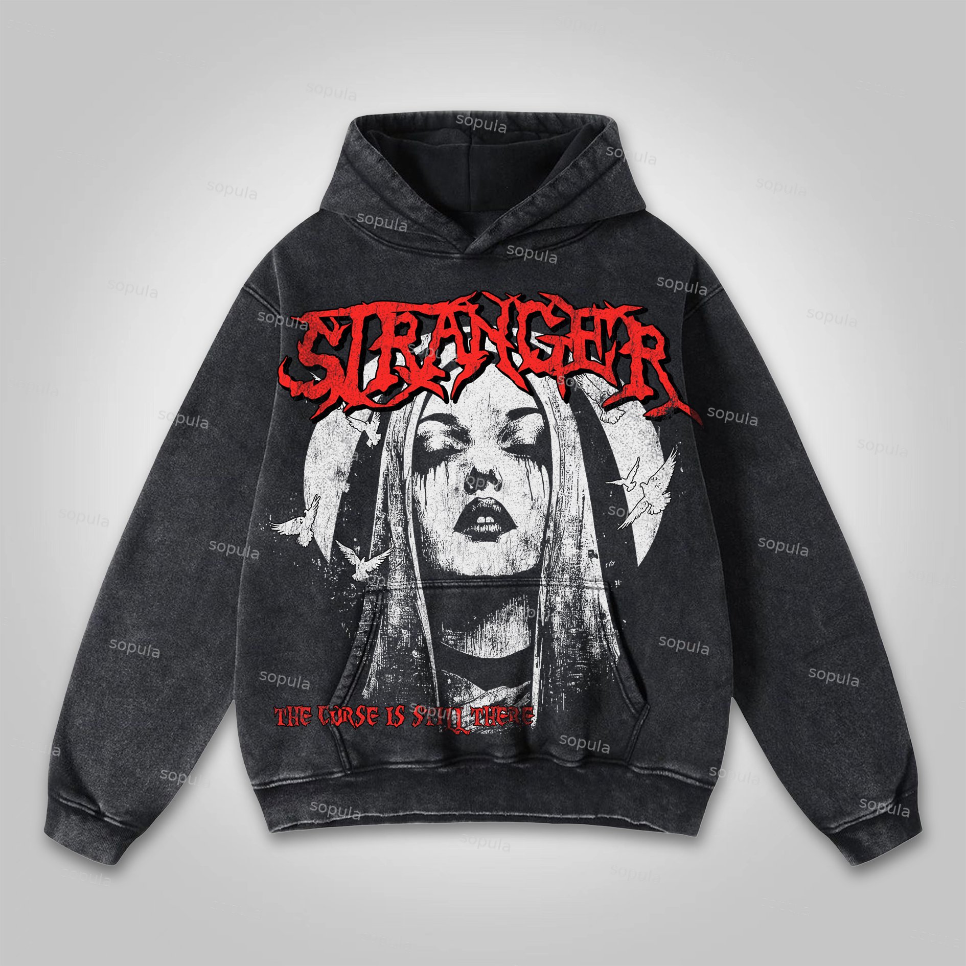 Sopula Men'S Vintage High Street Style Graphics Washed Distressed Pocket Hoodie - SOPULA