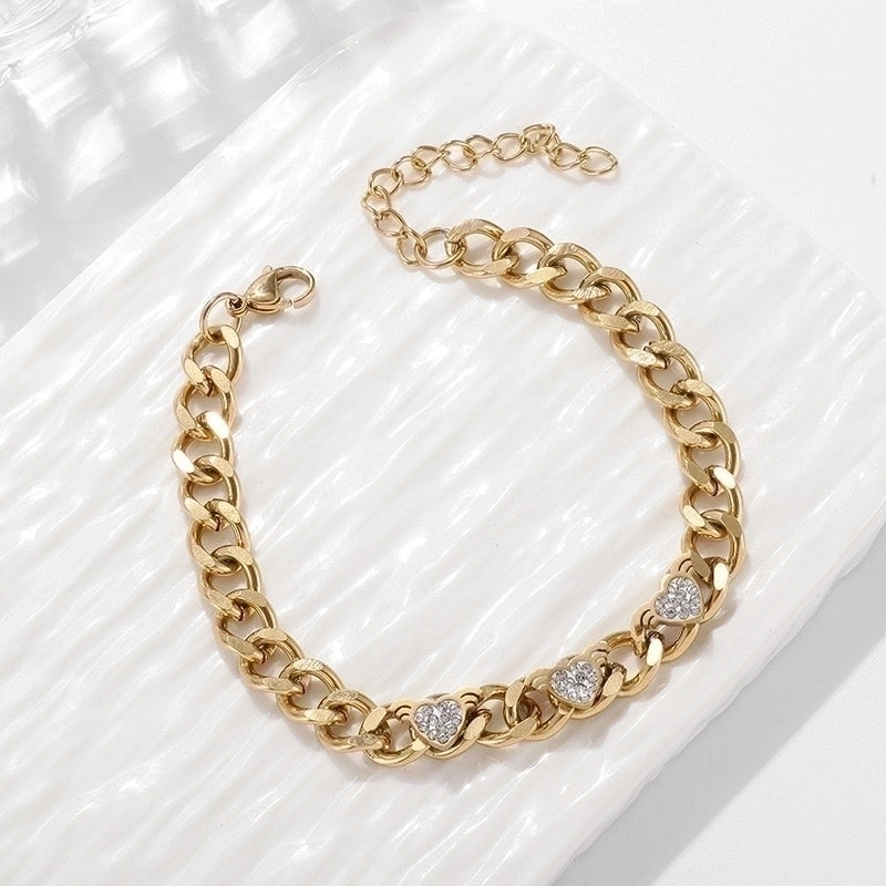 Minimalist Classic Style Heart Shape Flower Butterfly 304 Stainless Steel 18K Gold Plated Rhinestones Bracelets In Bulk