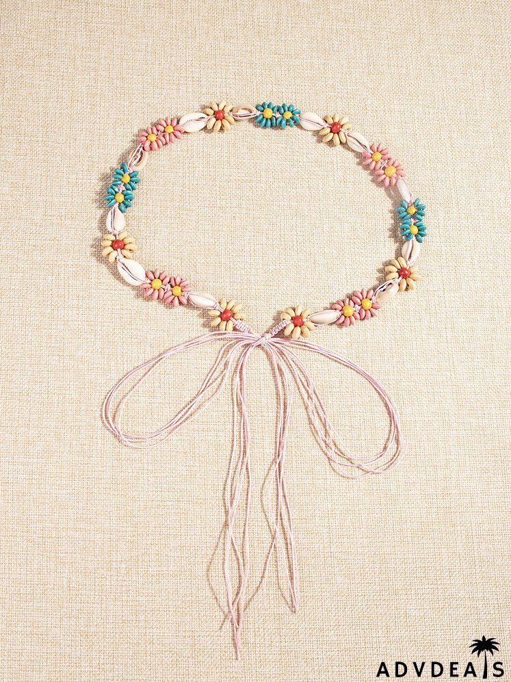 Flower & Shell Decor Rope Belt