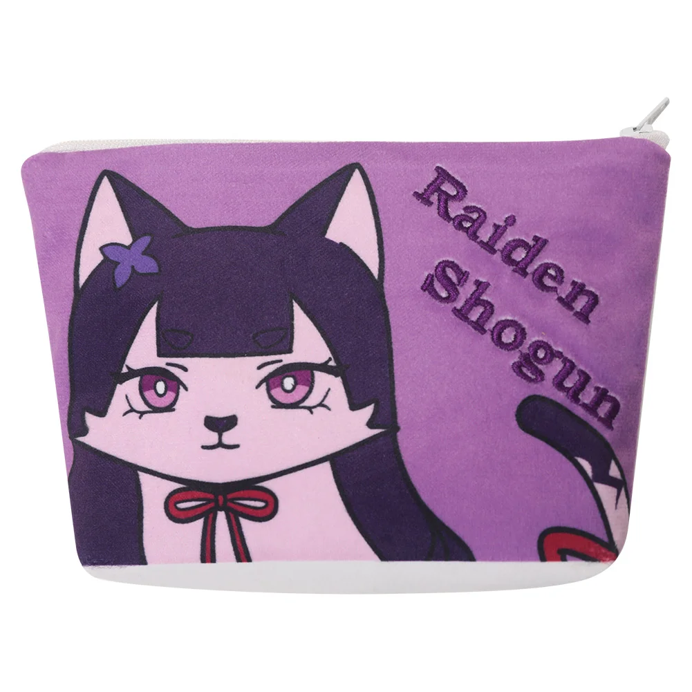 Game Genshin Impact Raiden Shogun Purple Printed Wallet Cosplay Accessories Halloween Carnival Props