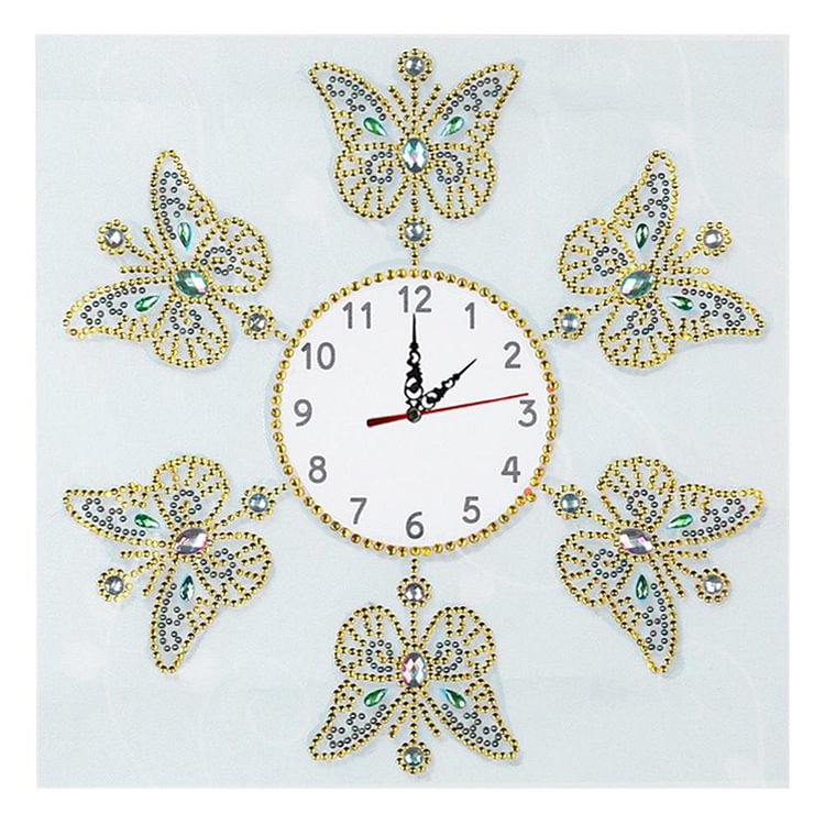 Butterfly Clock  Special Shape Partial  Diamond Painting 35X35cm