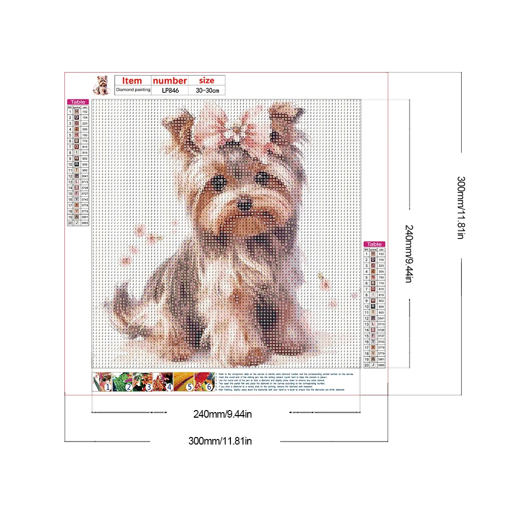 Diamond Painting - Full Round Drill - Yorkshire Puppy(Canvas|30*30cm)