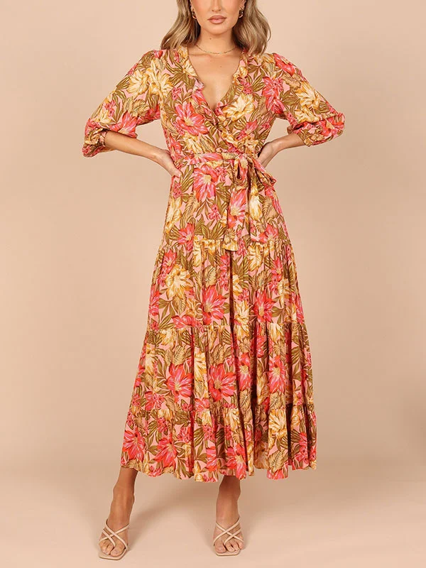 Graceful and elegant vacation floral ladies long dress