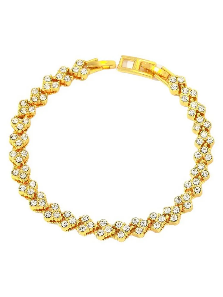 Unisex Heart Shaped Tennis Bracelet with Sparkling Accents