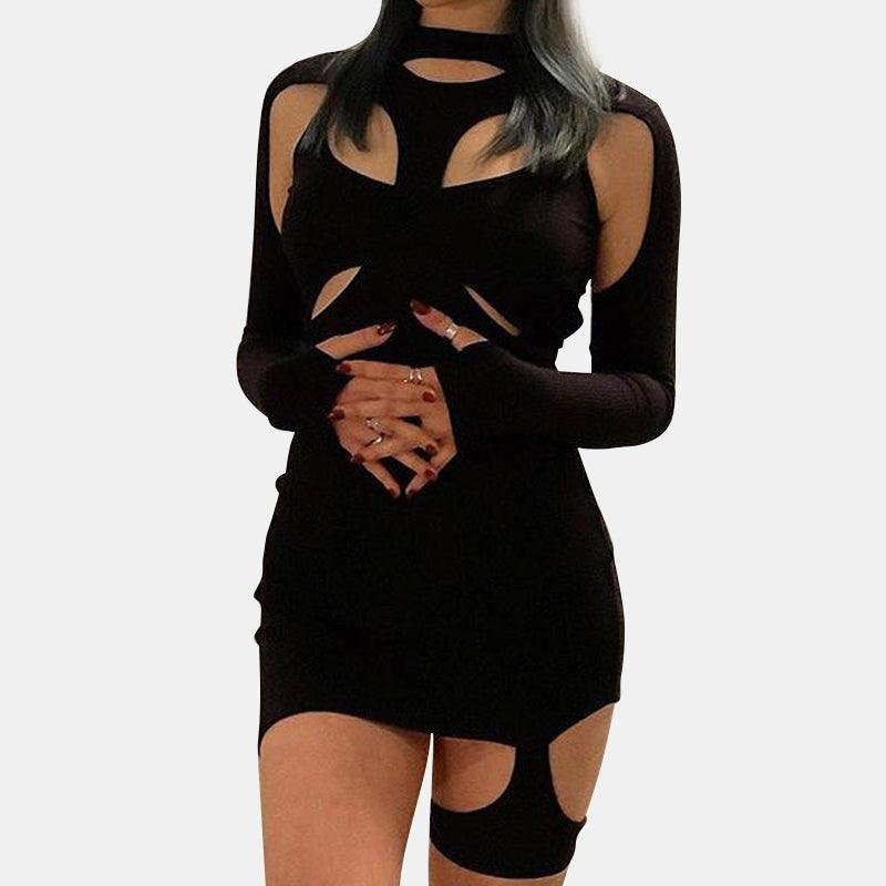 Hollow Slim Bag Hip Dress