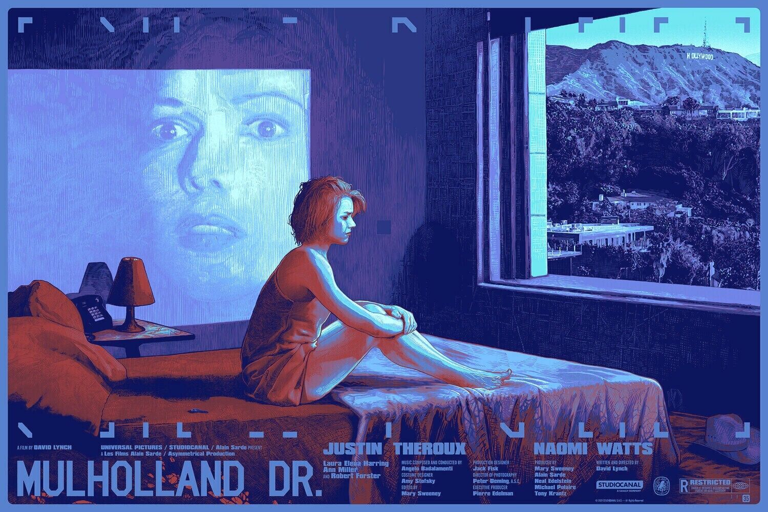 KRZYSZTOF DOMARADZKI - MULHOLLAND DRIVE Screen Print Poster /101 VARIANT