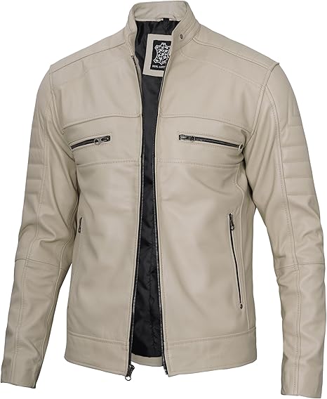 Casaco de cabedal para homem Decrum - Casaco de cabedal estilo café racer para homem elegante