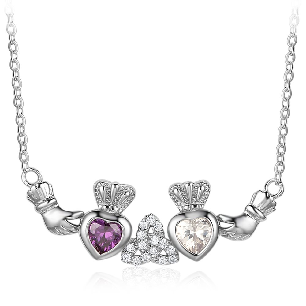Personalisierte 2 Geburtssteine Familie Sterling Silber Halskette b2 Kettenmachen