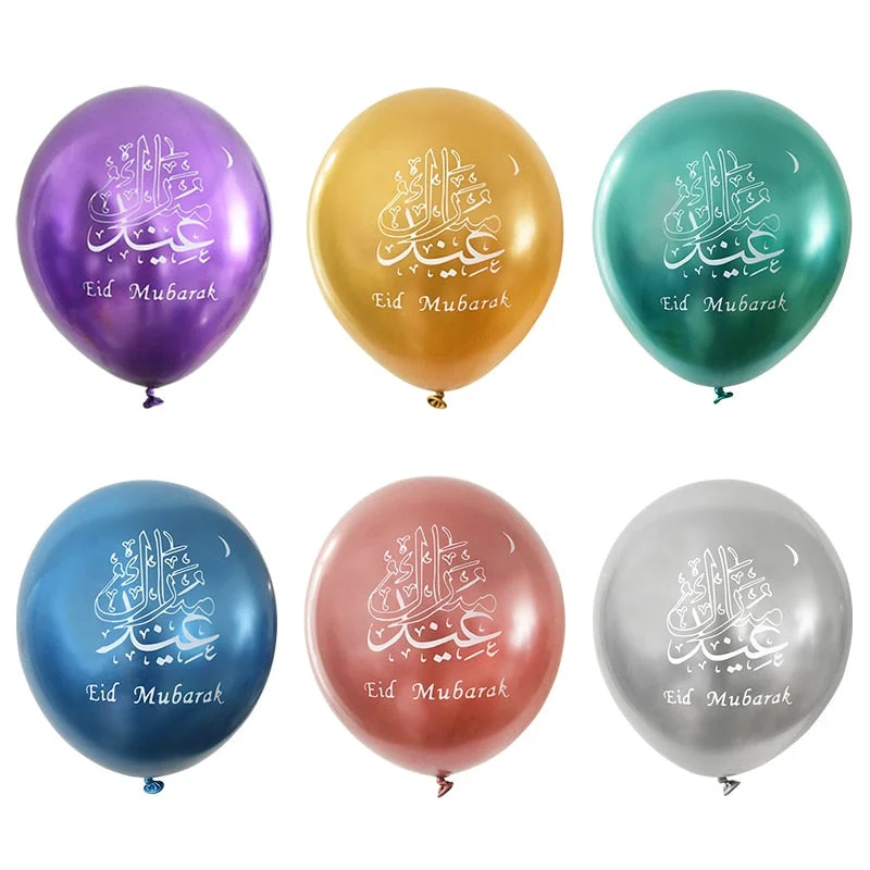 10pcs Eid Mubarak Metal Latex Balloon Ramadan Kareem Decoration Air Globos Ramadan Mubarak Muslim Islamic Festival Party Decor