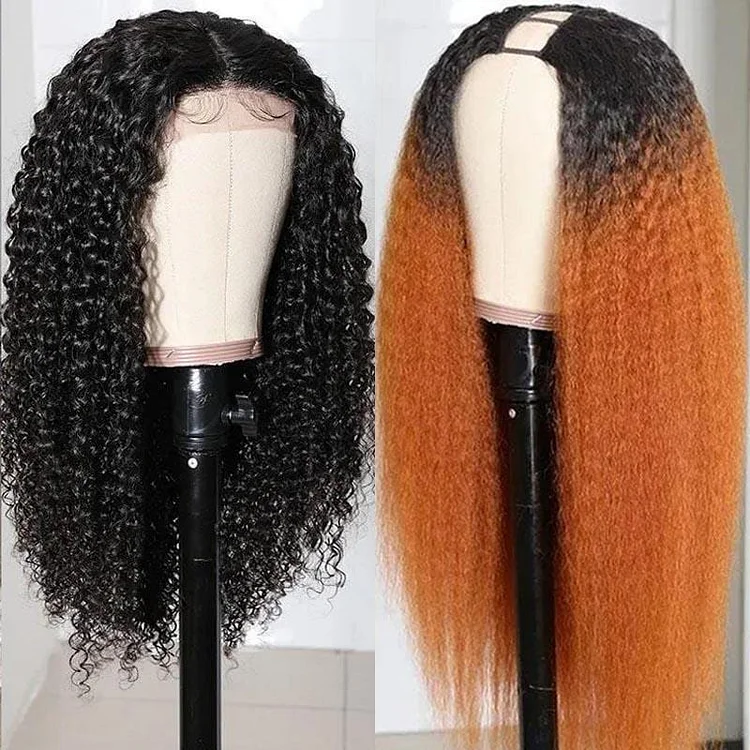 Full Curly T Part Lace Wig & Ombre Color T1b/30 U Part Wig- Combo Flash Sale