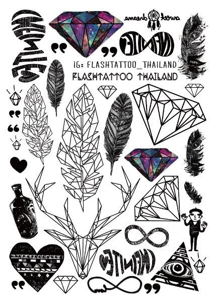 1sheet Multi-style 24models hot trendy Temporary Tattoos arm body art Arabic word Geometric tattoo sticker black tatuagem HOT