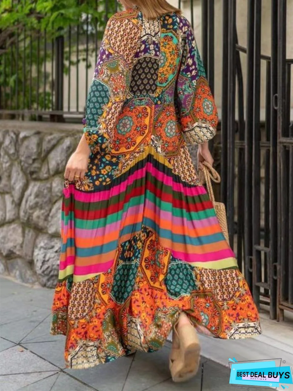 Printed Long Ethnic Dress New Temperament Dress