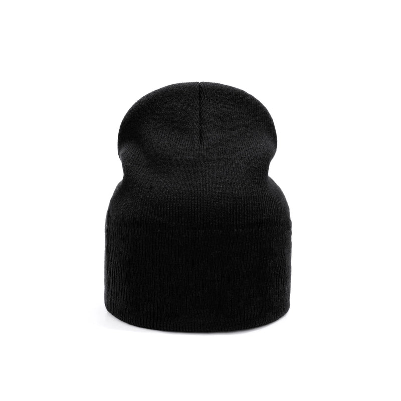 Brimless Knitted Beanie No Flanging Solid Color Light Board Hat With Embroidery