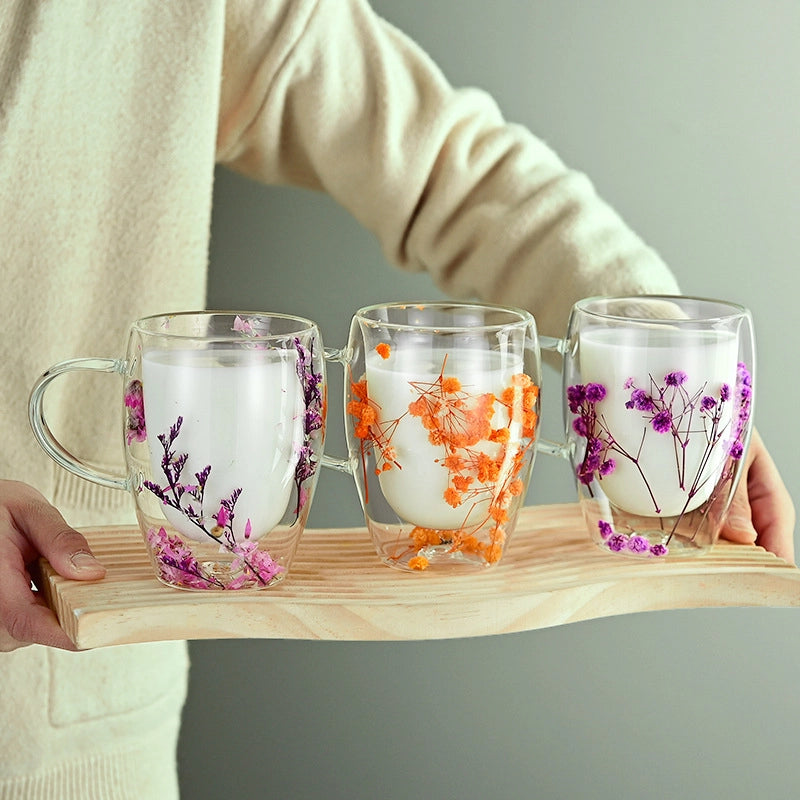 Casual Vacation Flower Borosilicate Glass Mug 1 Piece