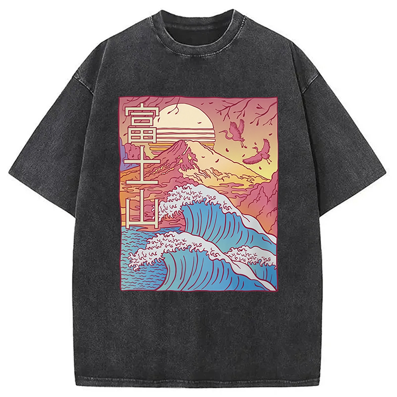 Japanese Fuji Wave Washed T-shirt artswardrobe