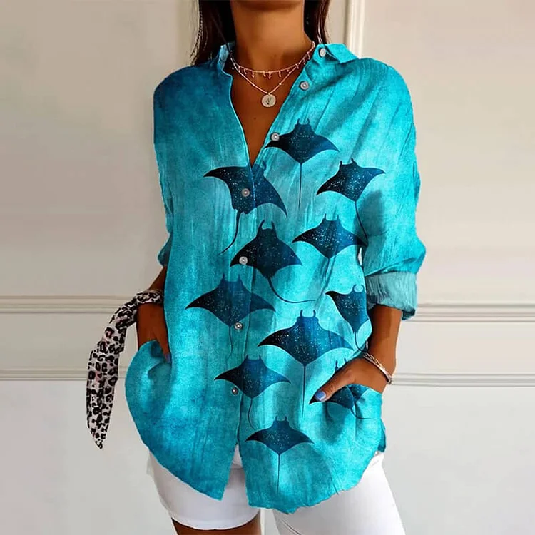 Women's floral long-sleeved shirt