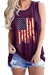 Plus Size American Flag Print Round Neck Casual Tank Top