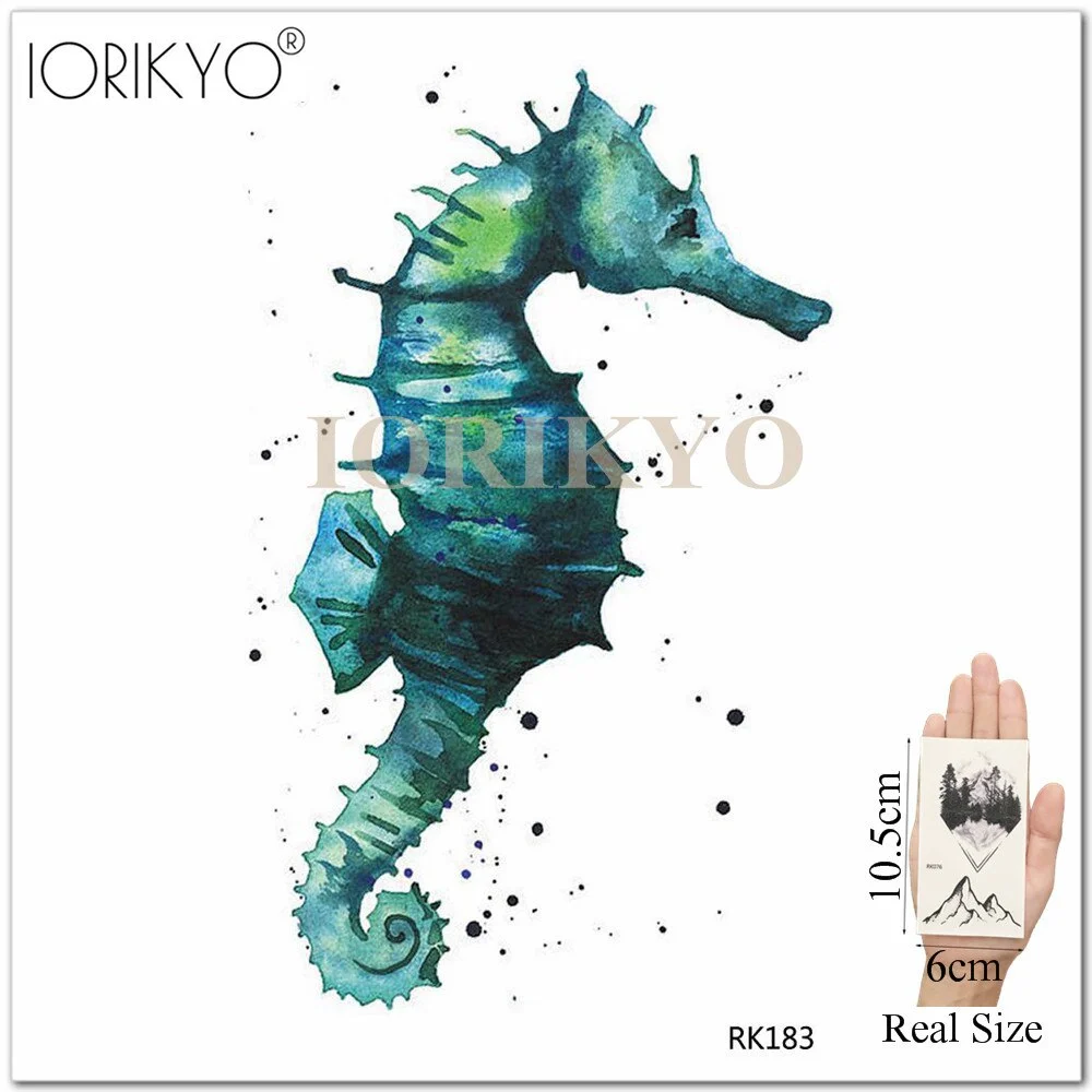 Cartoon Water Color Girls Tattoo Stickers Temporary Children Tattoo Women Stickers Ocean Jellyfish Beauty Flash Tatoos Cute