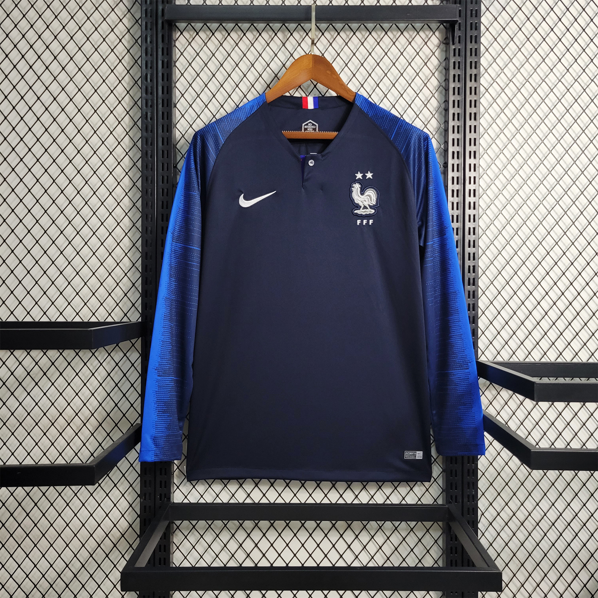 Retro France 2018 Home Stadium Long Sleeve Jersey