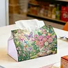 (24cm)Diamond Art Tissue Box DIY PU Napkin Cover for Home(Butterflies and flowers)