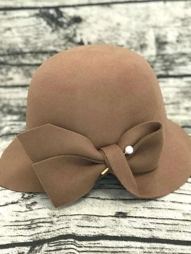 Women's Party Hat Daily Bowknot Dome Pure Color Fashion Winter Hat