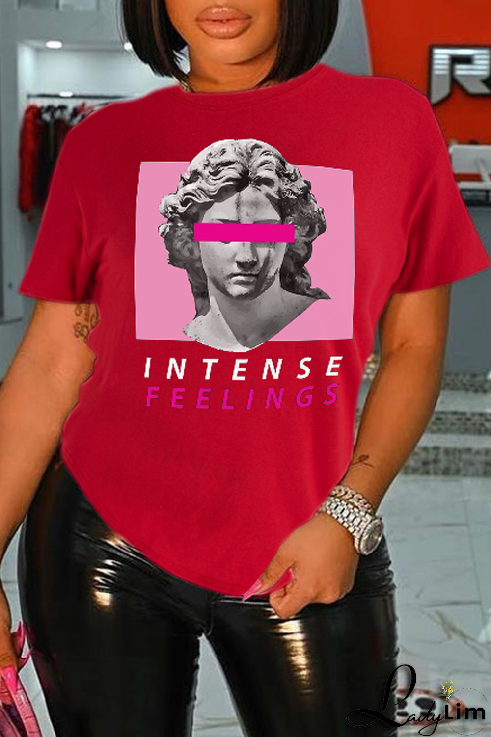 Black Street Daily Print Patchwork O Neck T-Shirts