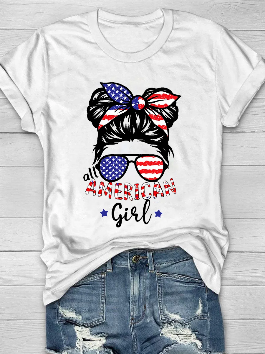 All American Girls Print Short Sleeve T-Shirt