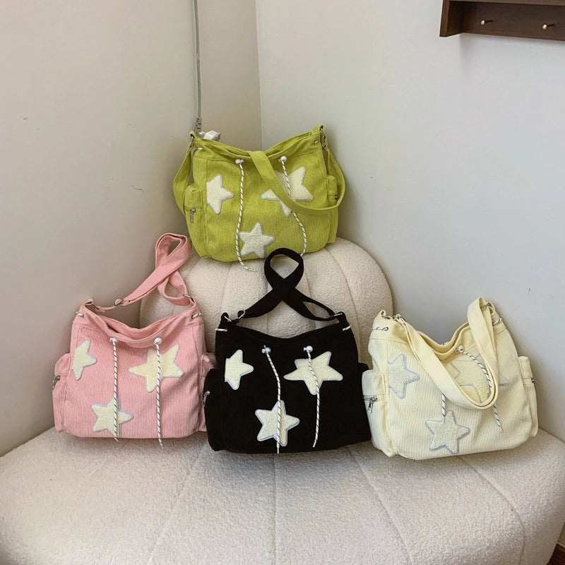 New Cute Five-pointed Star Bag Women’s Large Capacity Student Class Shoulder Bag Casual Sweet Crossbody Bag