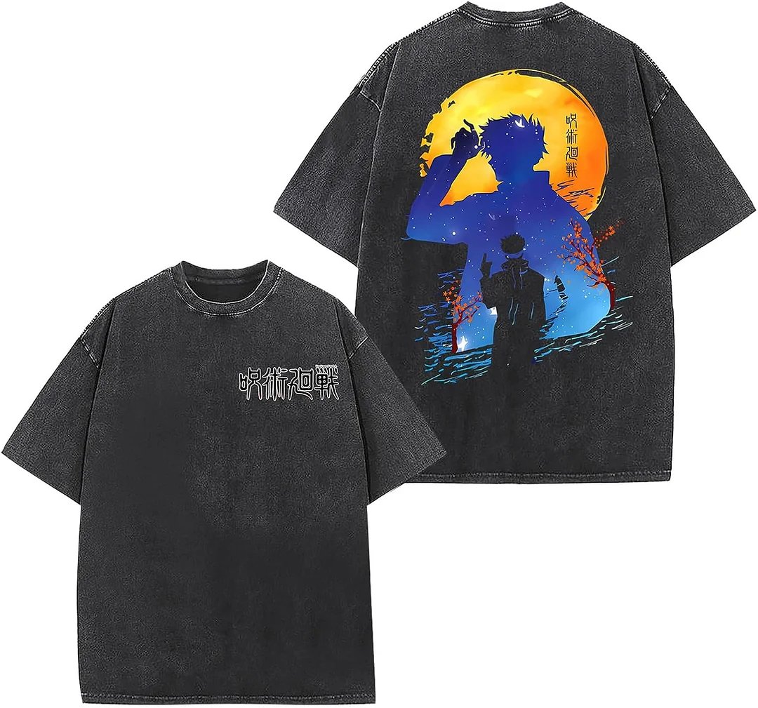 Jujutsu Kaisen Anime Printed Oversize Washed T-Shirt