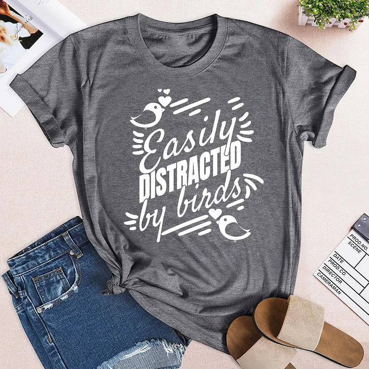 Easily Distracted By Birds T-Shirt-03543-Annaletters