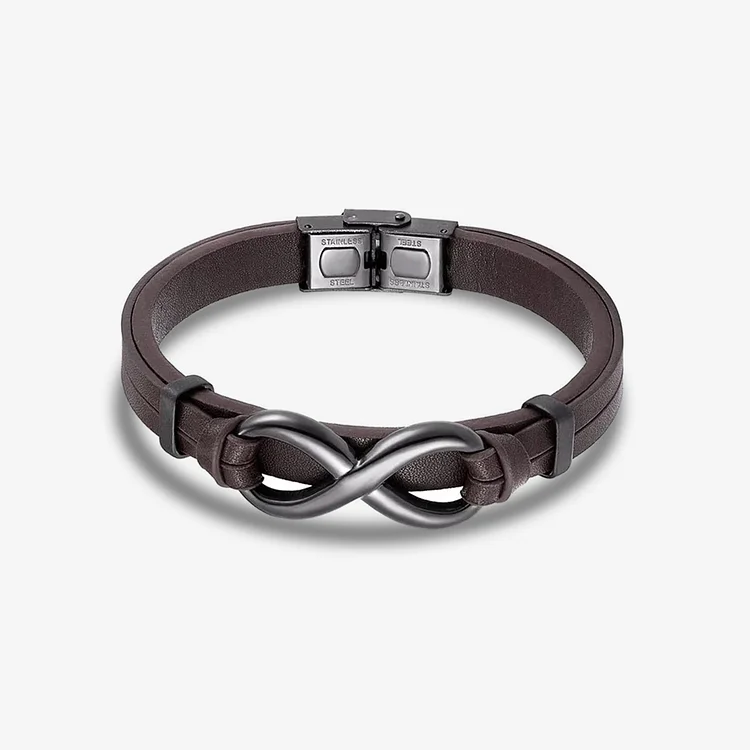 For Love - I Love You Forever And Always Infinity Leather Bracelet