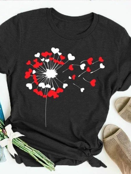 Bestdealfriday Printed Crew Neck Cotton Blend Casual Shirts Tops 8708579