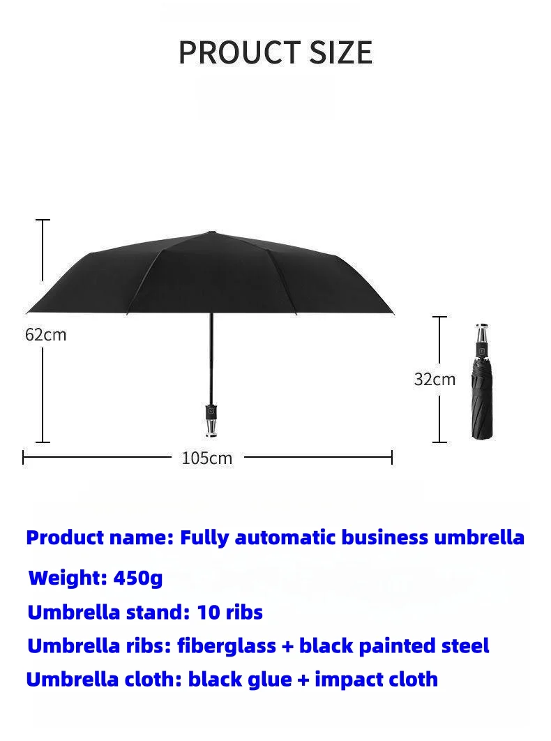 Car logo VIP business folding 10-bone black plastic umbrella