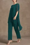 Plus Size Asymmetric Hem Split Sleeve Two Pieces Set Pant Suits