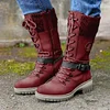 Women's Outdoor Casual Color Block Snow Boots Mid-calf Thick Heel Boots by Inlyline