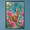 (40*60cm)Flowers Rabbit - Round AB Drill Diamond Painting