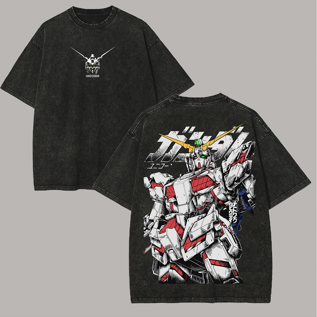 Unicorn Gundam Printed Unisex Washed T-Shirt