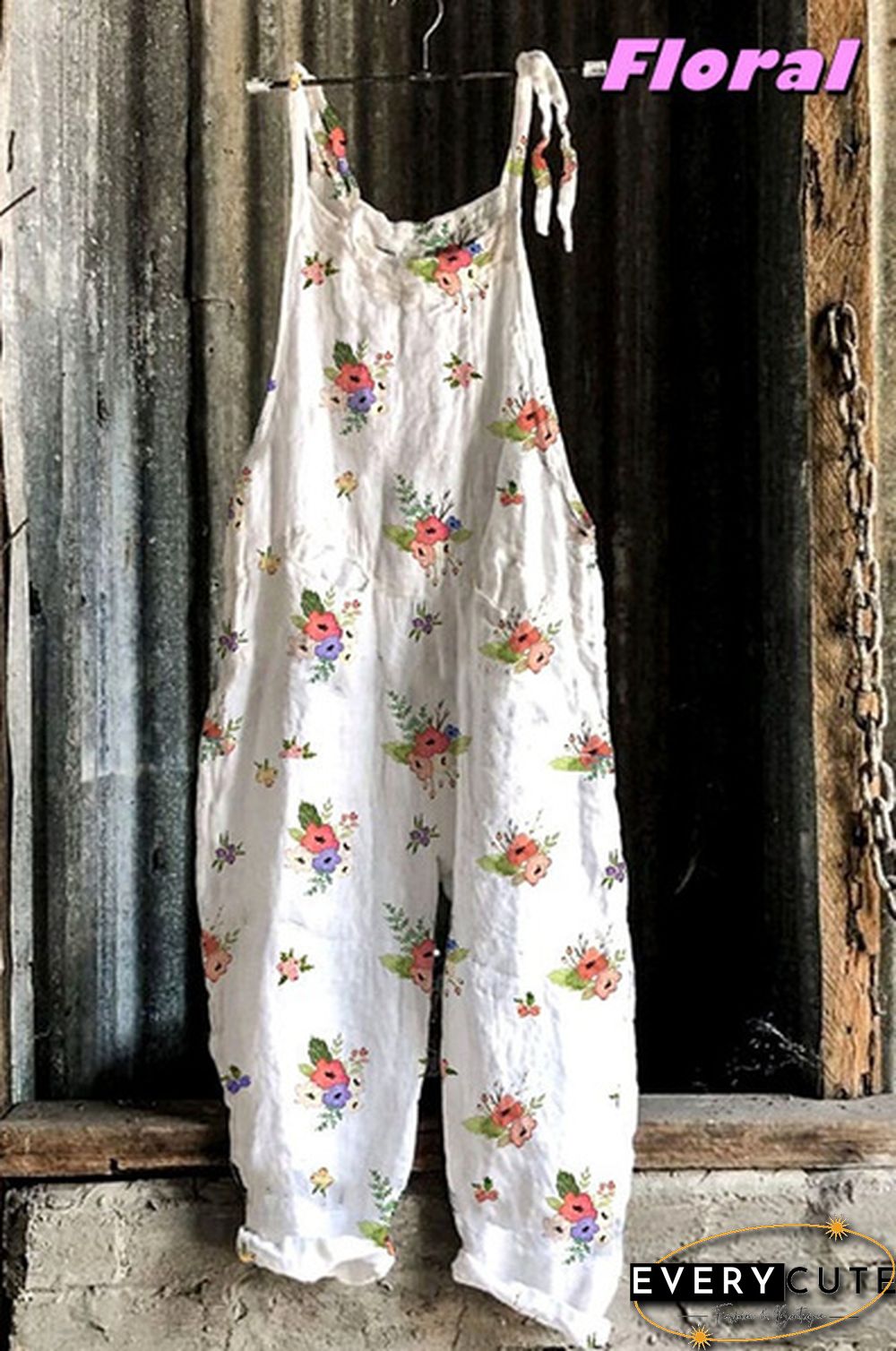 Summer New Fashion Women Casual Overalls Floral Print Jumpsuit Graphic Sling Pants Loose Casual Style Plus Size Streetwear