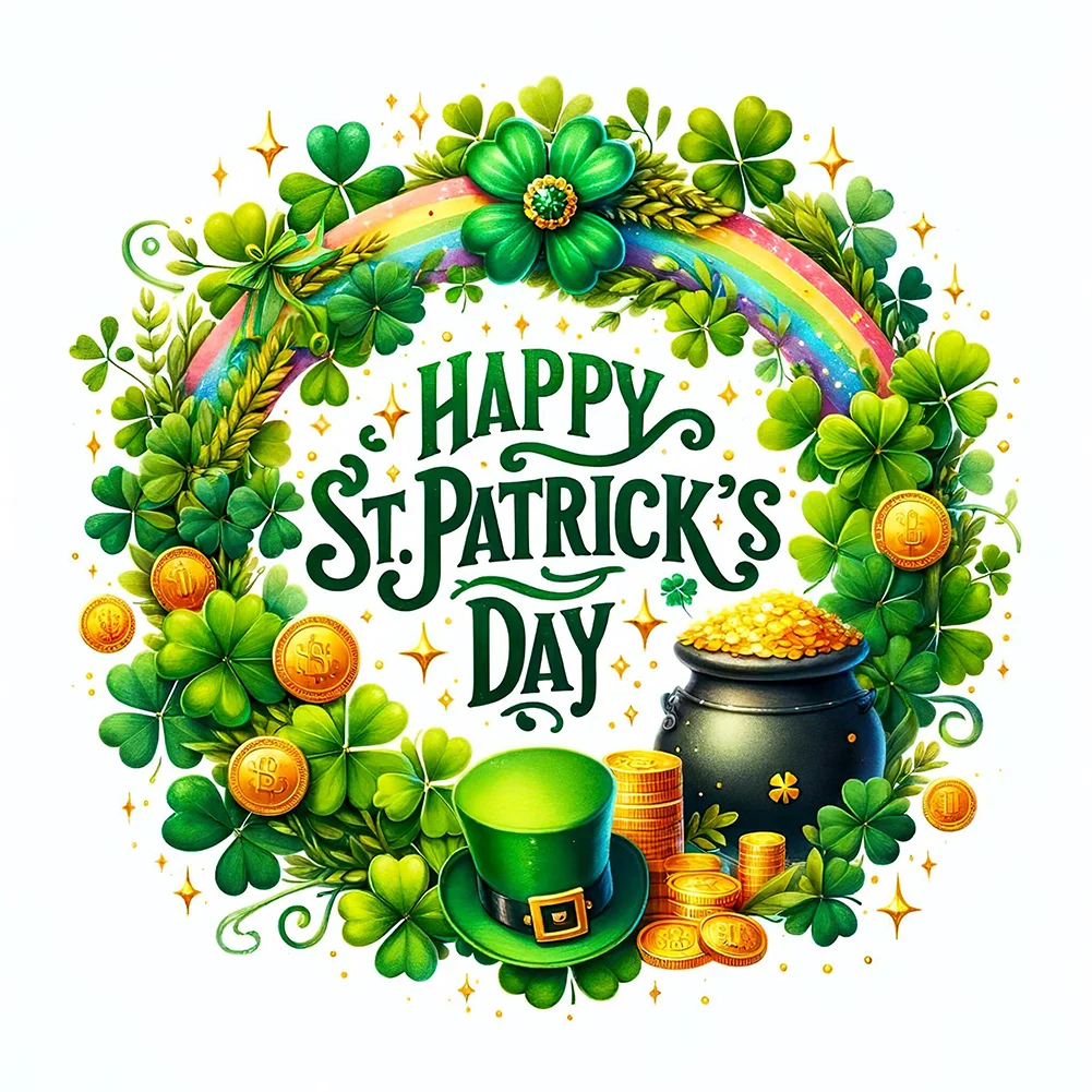 Diamond Painting - Full Square Drill - St. Patrick s Day Wreath(Canvas|45*45cm)