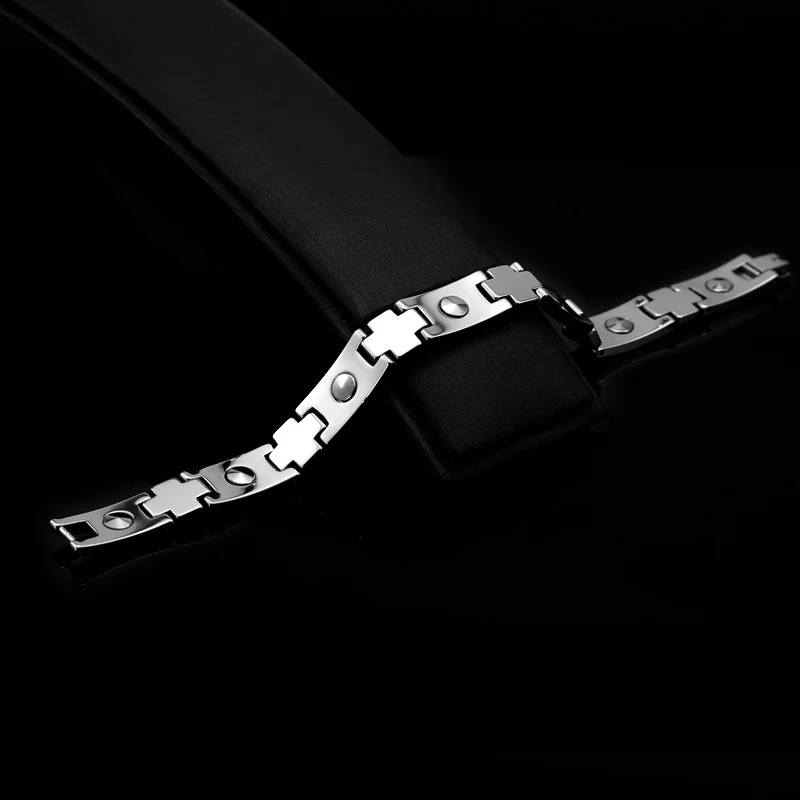 Women's Or Men's Unisex Tungsten Carbide Hologram Energy Bracelets with Broken Opal Inlay Fashion Link Chain Bangle Jewelry Gifts For Mens And Womens