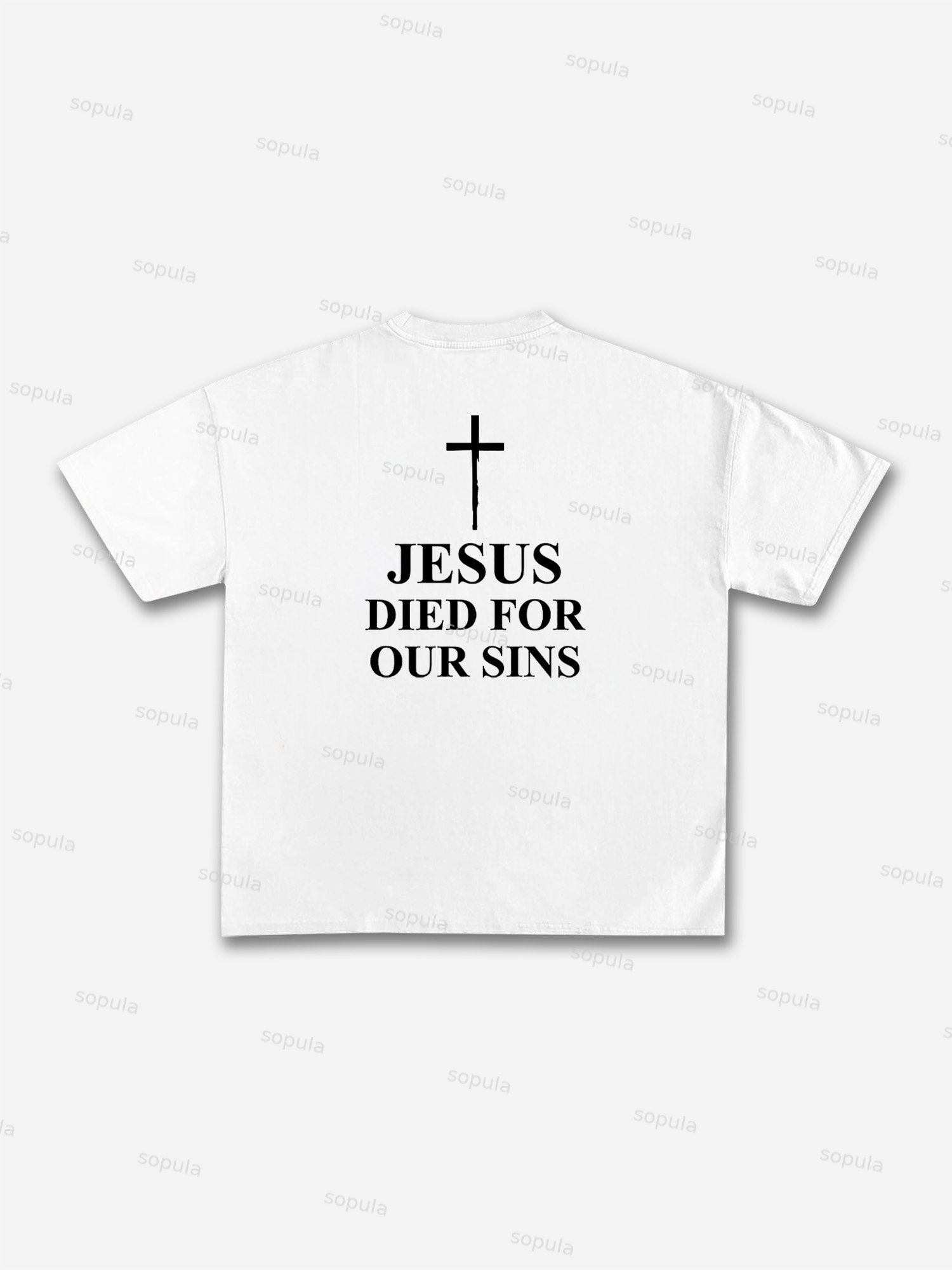 Thorn Neckline Jesus Alphabet Graphic Cotton T-shirt - Sopula｜Premium Graphic Tees & Graphic Clothing