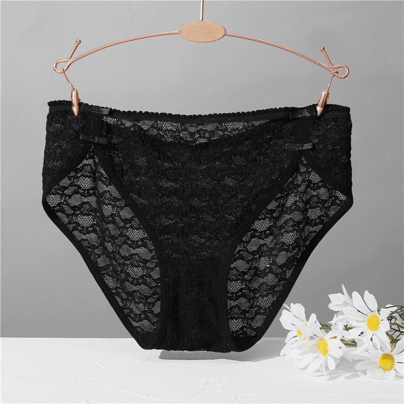 1/2PCS Sexy Perspective Women's Panty Fashion Hollow Out Bownot Lace Underwear Woman Exotic Intimates Briefs For Girls Panties