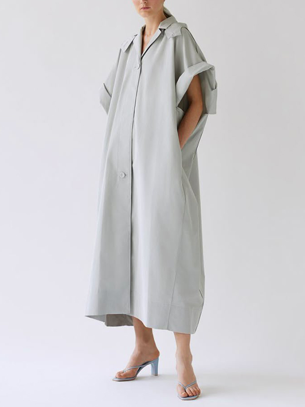 Oversize Solid Color Lapel Maxi Dress