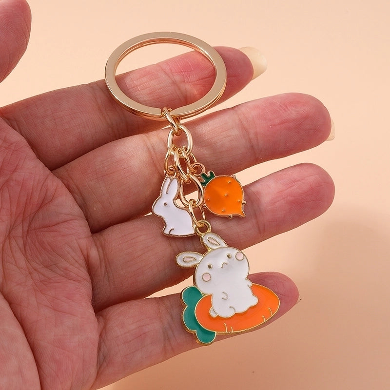 Cartoon Style Sweet Rainbow Bear Duck Alloy Keychain