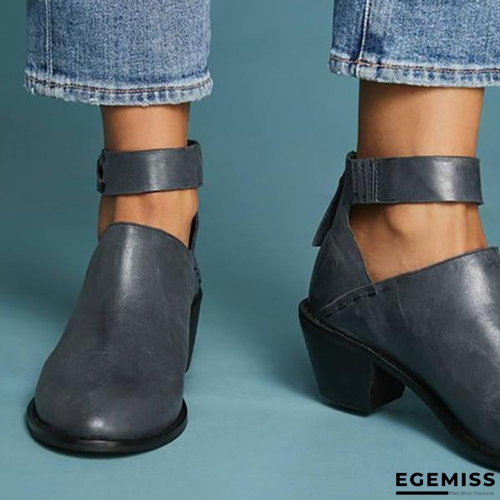 Chunky Heel Zipper Breathable Comfortable Shoes | EGEMISS