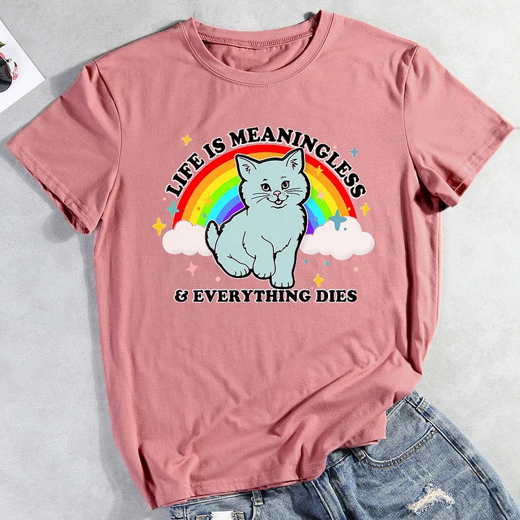 Cute Cat Rainbow T-Shirt Tee-014335-Annaletters